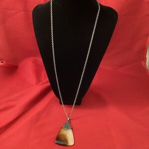 Big resin pendant on a silver tone chain